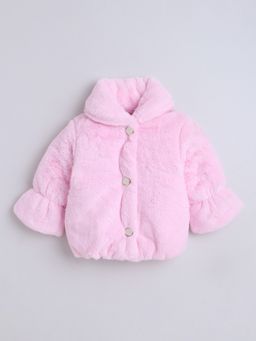 Little Kangaroos - Girls Fur Quilted Jacket Pink