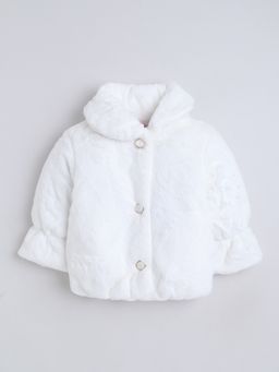 Little Kangaroos - Girls Fur Quilted Jacket White