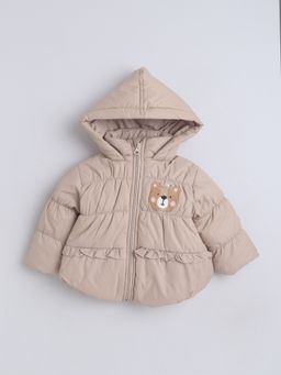 Little Kangaroos - Baby Girls Tafeta Quilted Jacket Brown