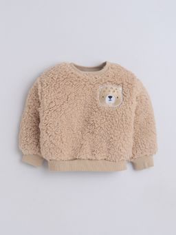 Little Kangaroos - Baby Boys Round Neck Fur Sweatshirt Brown