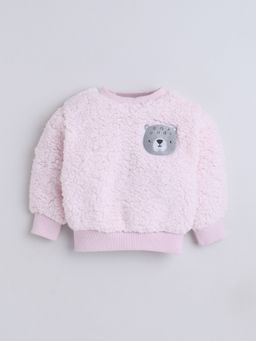 Little Kangaroos - Baby Boys Round Neck Fur Sweatshirt Pink