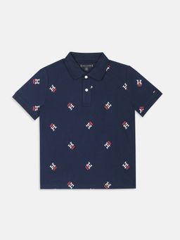 Tommy Hilfiger - Boys Logo Regular Fit Cotton Polo T-Shirt Navy Blue