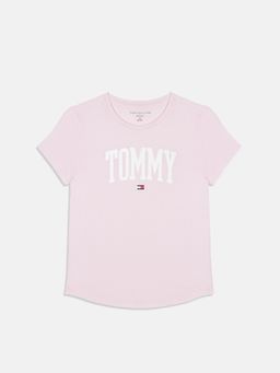 Tommy Hilfiger - Girls Typographic Regular Fit Cotton T-Shirt Pink