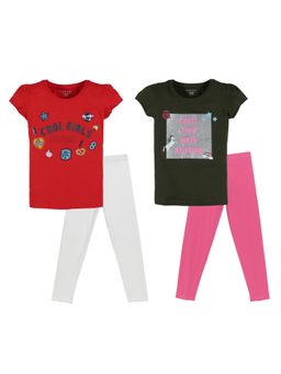 PLUM TREE - Girls Half Sleeve Co-Ord Set Multi-Color (Pack of 2)