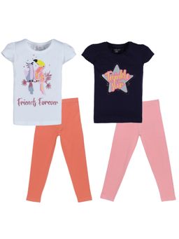 PLUM TREE - Girls Half Sleeve Co-Ord Set Multi-Color (Pack of 2)