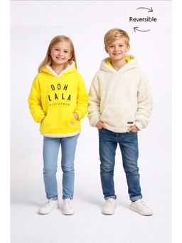 CHERRY CRUMBLE BY NITT HYMAN - Yellow / Off-White Solid Fleece Reversible Sweatshirt