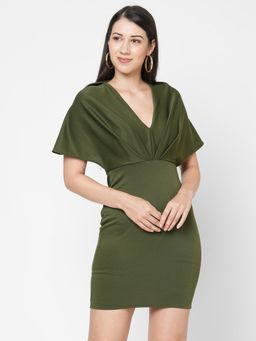 MISH - Olive Scuba Kimono Bodycon Dress