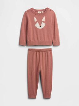GAP - Peach Kids' Novelty Print Round Neck Mid Rise Co-Ord Set