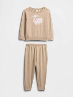GAP - Beige Kids' Novelty Print Round Neck Co-Ord Set