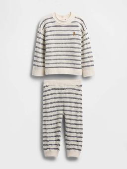 GAP - Navy Blue Kids' Horizontal Stripes Round Neck Drop-Shoulder Co-Ord Set