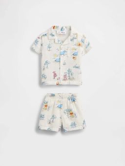 GAP - White Kids' Character Print Camp Collar Sleeves Shirt with Shorts