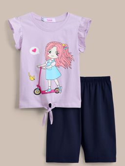 Hopscotch - Purple 2-Pc Scooter Girl Ruffle Top & Shorts