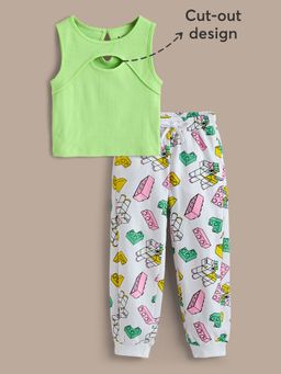 Hopscotch - 2-Pc Cut-Out Building Block Joggers with Top