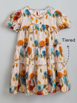 Hopscotch - Rainbow Rose Tiered Ruffle Dress