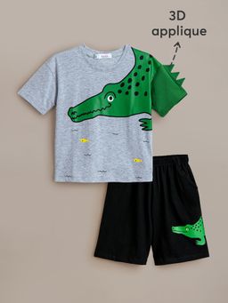 Hopscotch - 2-Pc 3D Croc Character T-shirt with Shorts