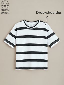 Hopscotch - Nautical Stripe Cotton Black T-shirt