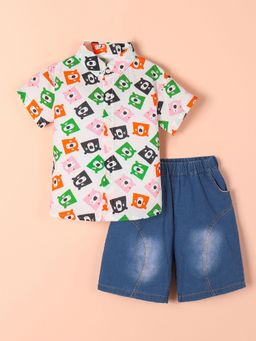 Hopscotch - 2-Pc Wild Bunch Denim Shorts with Shirt