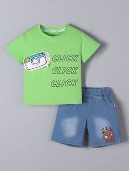 Hopscotch - 2-Pc Shutterbug T-shirt & Denim Shorts