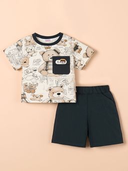 Hopscotch - 2-Pc Comic Book Bear T-shirt with Shorts