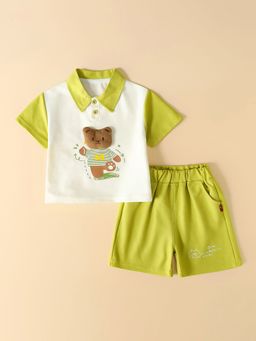 Hopscotch - 2-Pc Bear Soccer Polo T-shirt with Shorts
