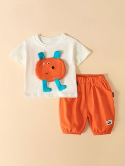 Hopscotch - 2-Pc Smiling Pumpkin T-shirt with Shorts
