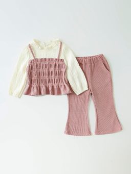 Hopscotch - 2-Pc Smocked Ribbed Top with Pant