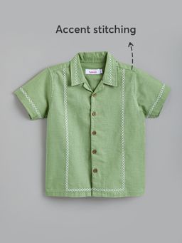 Hopscotch - Artisan Stitch Detail Cotton Shirt