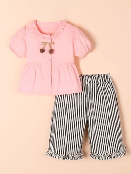 Hopscotch - 2-Pc Cherry Puff Top & Pant