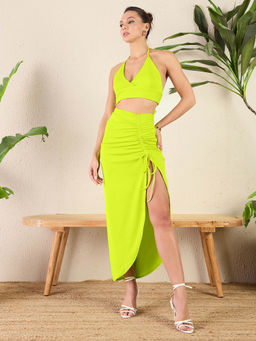Uptownie - Stretchable Halter Neck Co-Ord (Set of 2)