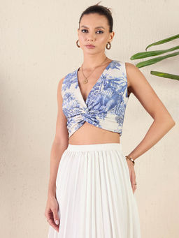 Uptownie - Cotton Stretchable Knotted Short Top-White