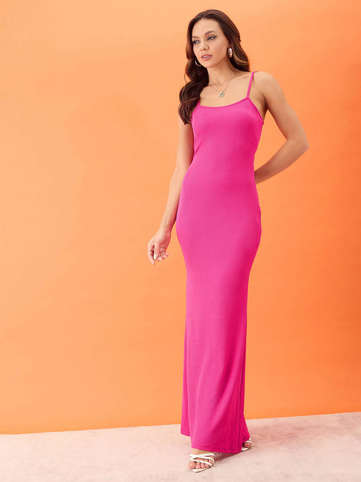 Buy Uptownie Stretchable Ribbed Maxi Dress Online