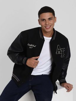 American Eagle - Men Black Varsity Bomber Jacket
