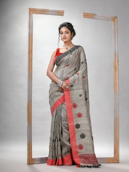 Angoshobha - Ghicha hand jamdani With Ganga Yamuna border handwoven Saree with Unstitched Blouse