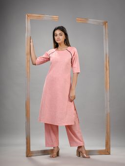 Angoshobha - Peach Cotton Bengal Handwoven Kurta (Set of 2)