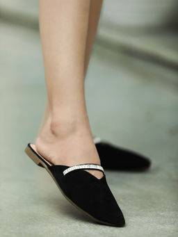 Shoetopia - Classy Black Flat Mules for Women