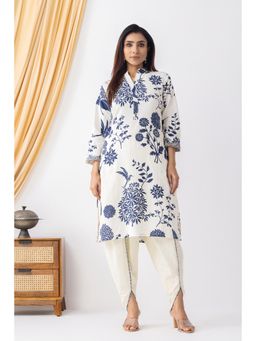 Thee Modern Roots - White Floral Mirage Kurta and Dhoti