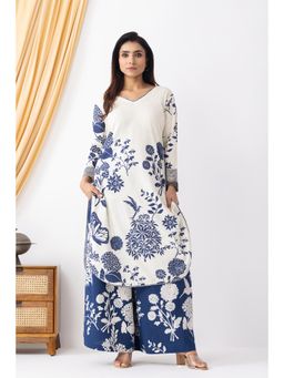 Thee Modern Roots - Ivory Floral Print Kurta and Palazzo