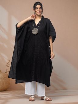LABEL MAE - Black Solid Kaftan Kurta with Pant