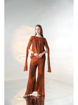 Rizabella - Brown Draped Textured Co-ord Set