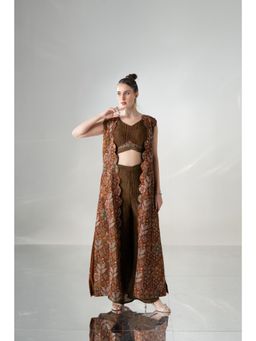 Rizabella - Women's Autumn Bloom Jacket with Crop Top & Pant