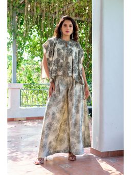 Rizabella - Ivory Botanical Printed Cape Co-Ord Set