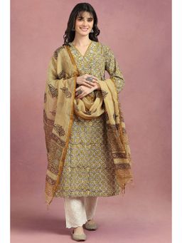 TAHILIYA - Beige-Maroon Daboo Hand Block Printed Kota Doria Dupatta