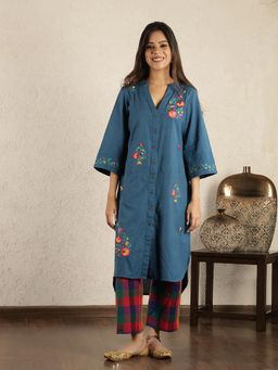 Spring Soul - Blue Embroidered Kurta and Pant