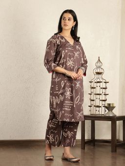 Spring Soul - Brown Sukoon Printed Co-Ord Set