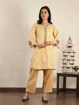 Spring Soul - Yellow Embroidered Printed Co-Ord Set