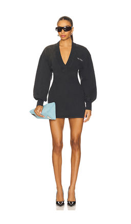 THE ATTICO - Fleece Long Sleeve Mini Dress