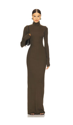Eterne - Long Sleeve Turtleneck Maxi Dress