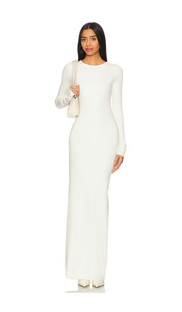 Eterne - Long Sleeve Crewneck Maxi Dress