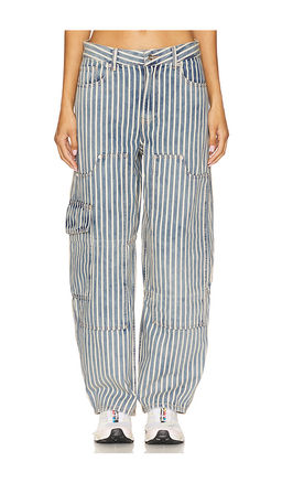 Ganni - Light Stripe Denim Carpenter Jeans