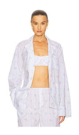 Helsa - Pajama Top in Fleur Print Stripe